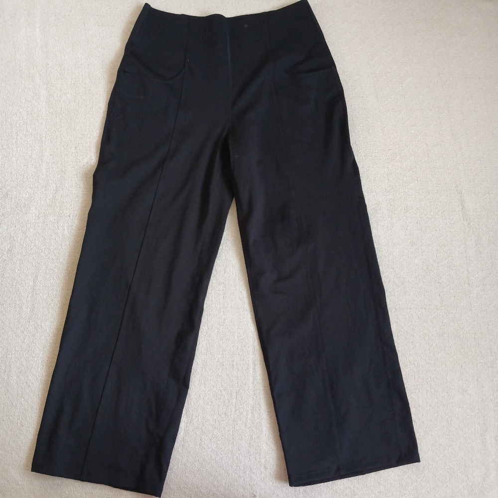 halara ♡ knit wide leg pull on pants pockets work medium